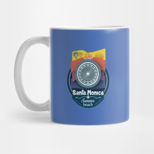 Sunsent Pier - Santa Monica Pacific wheel (blue colors) Mug